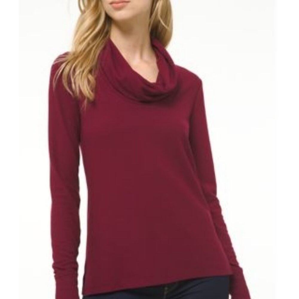 Loveappella NWT Burgundy Sweater Top Long Sleeve Cowl Neck Large